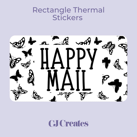 Happy Mail (butterflys) Rectangle Thermal Stickers
