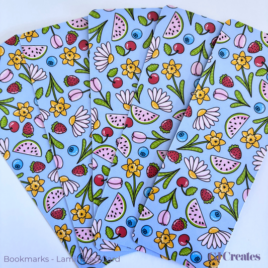 Fruity Fields (Blue) Laminated Bookmark