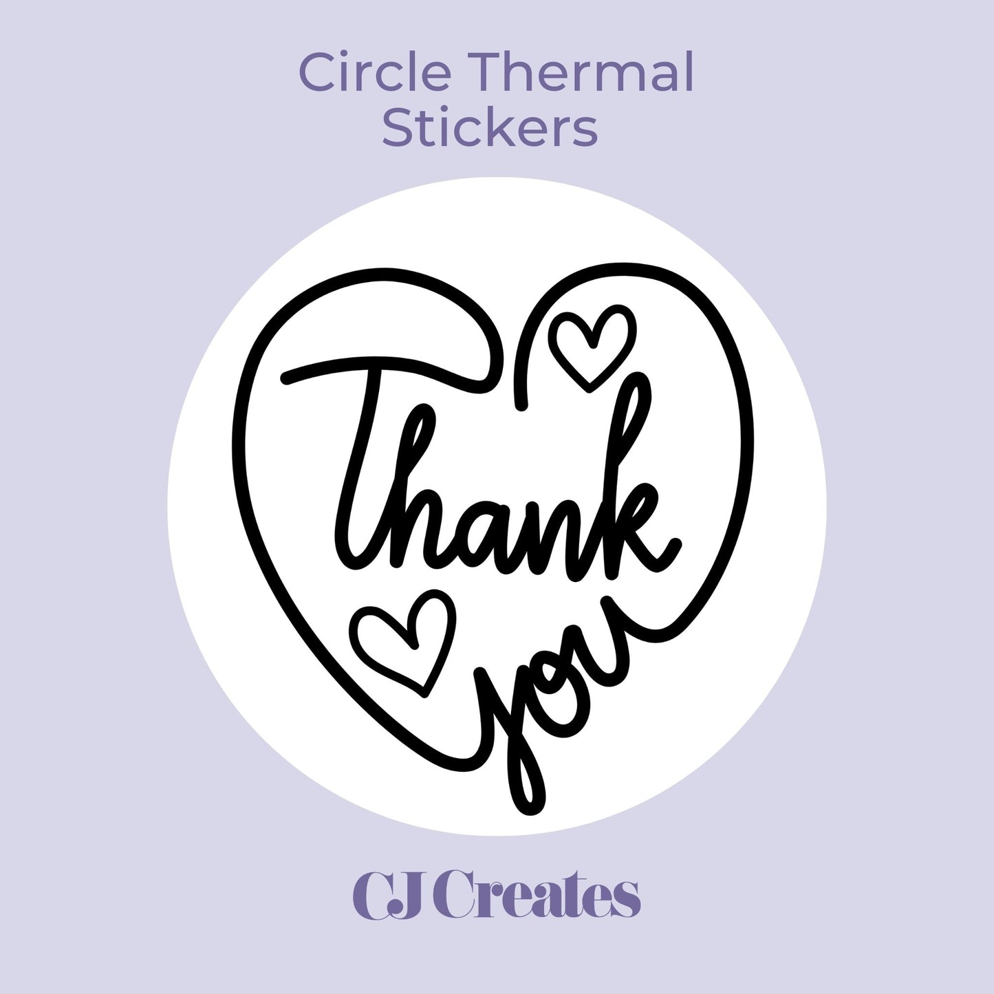 Thank You Heart Circle Thermal Stickers