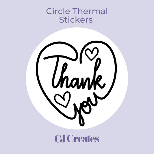 Thank You Heart Circle Thermal Stickers