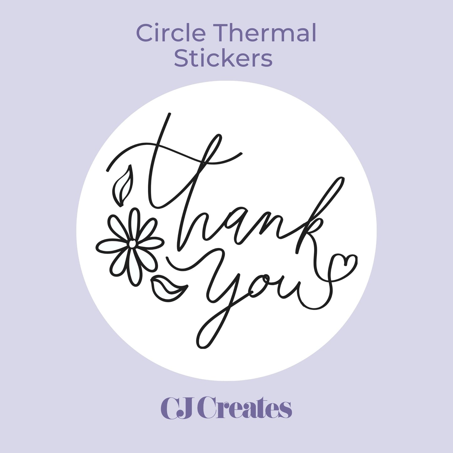 Thank You (Flowers) Circle Thermal Stickers