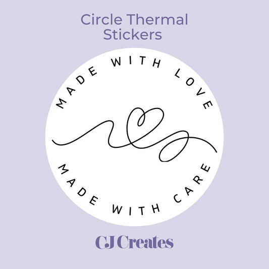 Made with Love & Care Circle Thermal Stickers