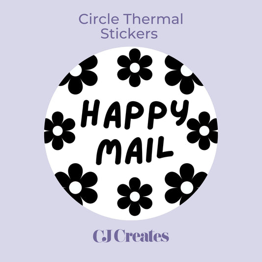 Happy Mail (flowers) Circle Thermal Stickers