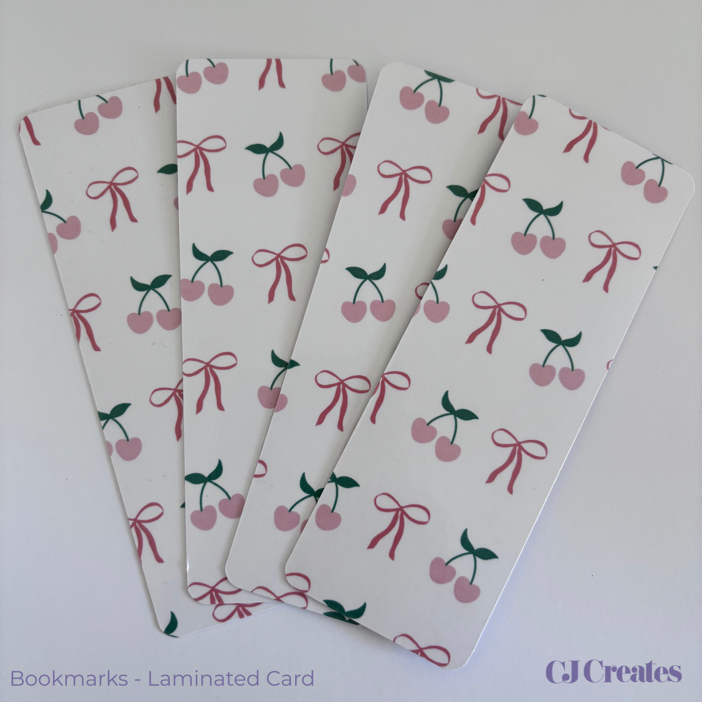 Cherry Bows Laminated Bookmark