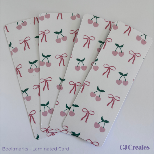 Cherry Bows Laminated Bookmark