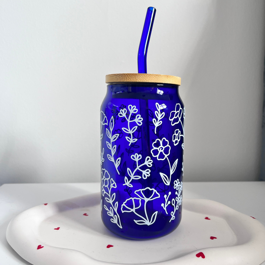 Blue Floral Tumbler