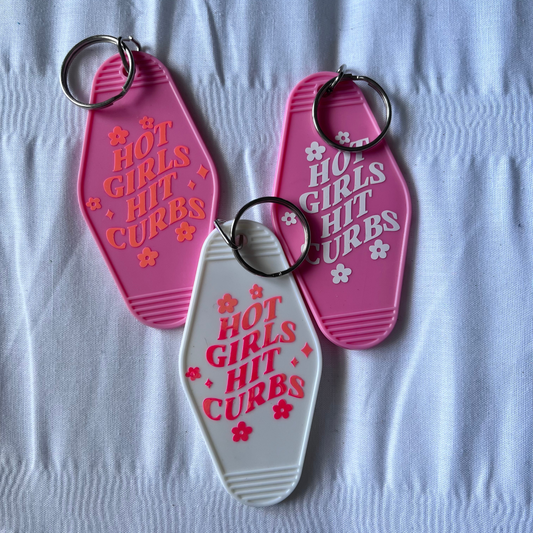 Hot Girls Hit Curbs Keychain