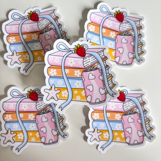 SUMMER BOOKISH STACK (Die Cut Sticker)