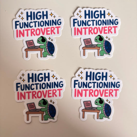 HIGH FUNCTIONING TURTLE (Die Cut Sticker)