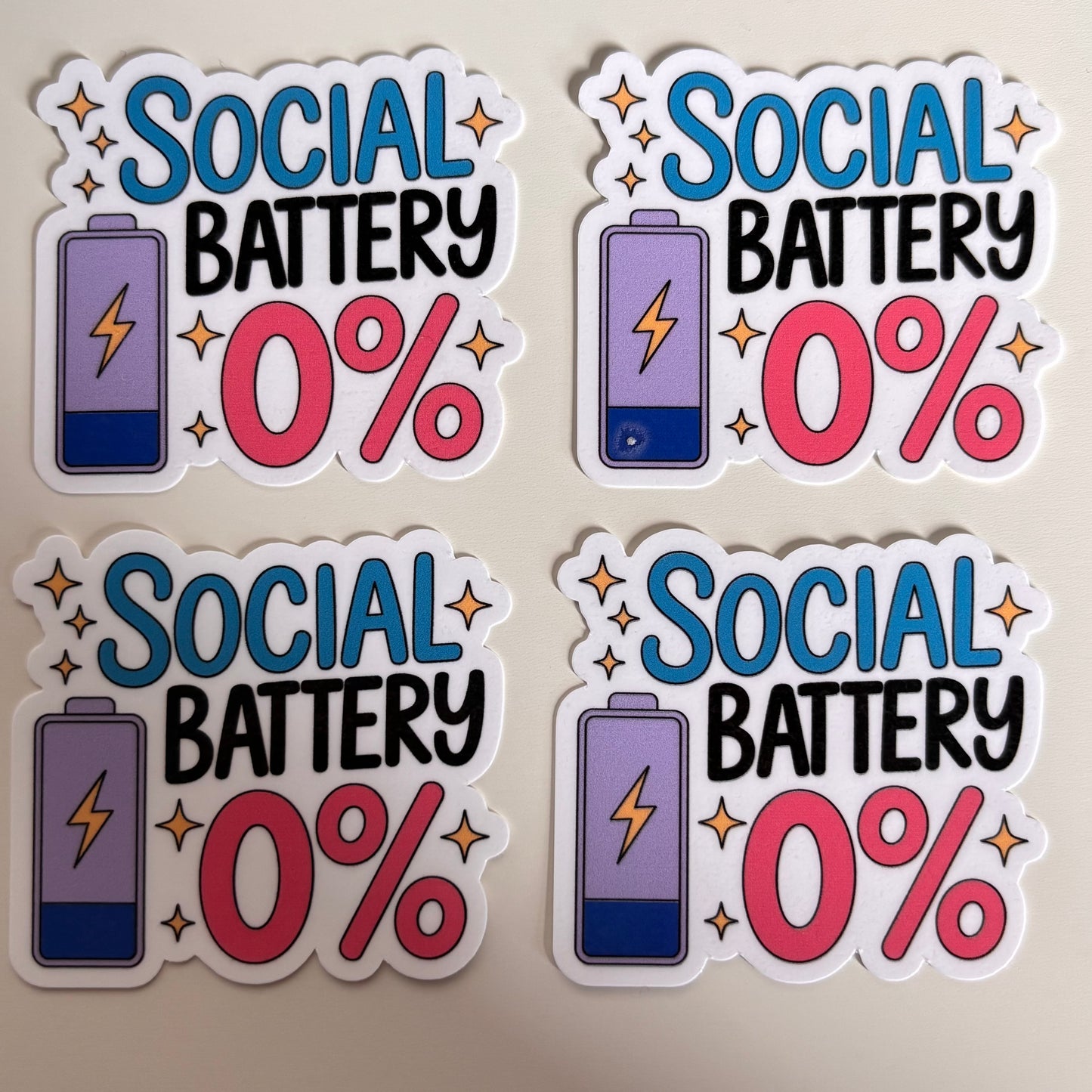 SOCIAL BATTERY - 0% (Die Cut Sticker)