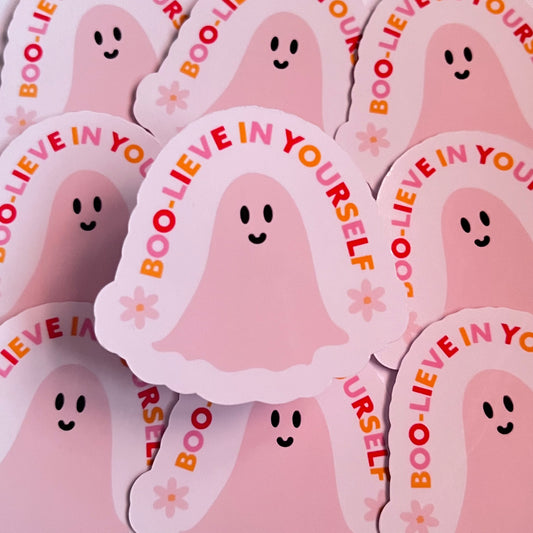 Boo-lieve in yourself die cut sticker